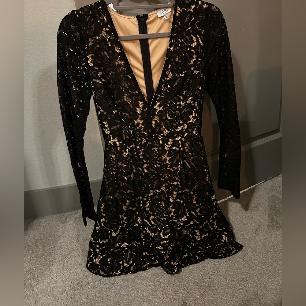 Tobi - With You Black lace skater dress